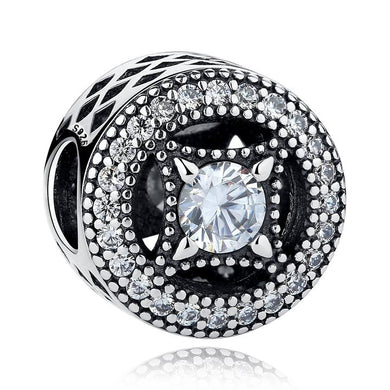 925 Sterling Silver Vintage Allure CZ Bead Charm
