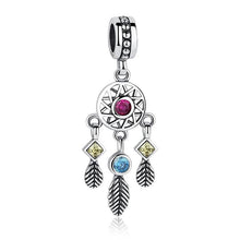 Load image into Gallery viewer, 925 Sterling Silver Colourful CZ Dream Catcher Dangle Charm
