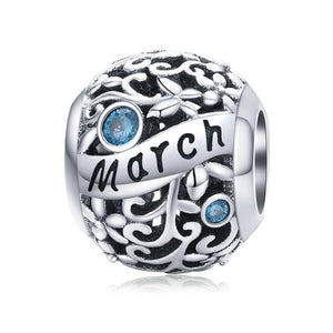 925 Sterling Silver Birthstone and Birthmonth Bead Charm