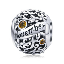 Load image into Gallery viewer, 925 Sterling Silver Birthstone and Birthmonth Bead Charm
