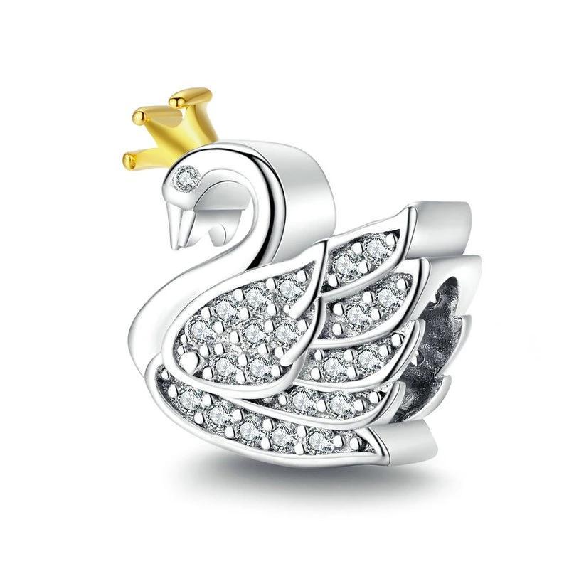 925 Sterling Silver Swan Bead Charm