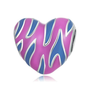 925 Sterling Silver Pink And Blue Enamel Heart