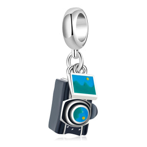 925 Sterling Silver Polaroid And Image Dangle Charm