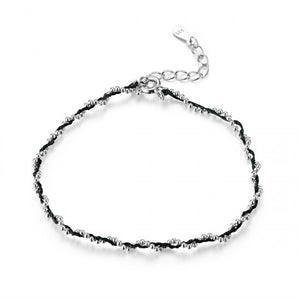 925 Sterling Silver & Black Rope Bracelet