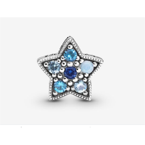 925 Sterling Silver Blue Shaded CZ Star Bead Charm