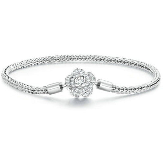 Rose Clasp Vintage Weave Charm Bracelet