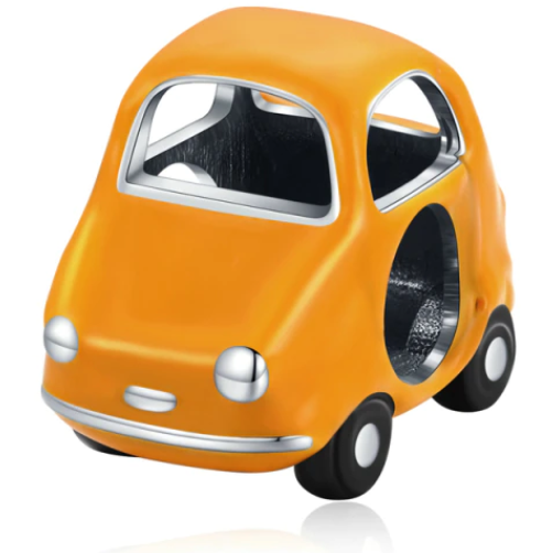 Orange Enamel Car Bead Charm