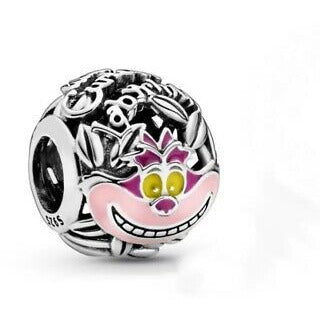 925 Sterling Silver Enamel Chesire Cat Bead Charm