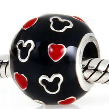 Load image into Gallery viewer, 925 Sterling Silver Mickey and Hearts Enamel Bead Charm