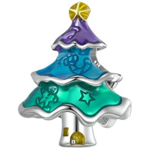925 Sterling Silver Colourful Enamel Christmas Tree Bead Charm