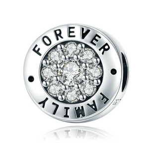 925 Sterling Silver CZ Forever Family Bead Charm