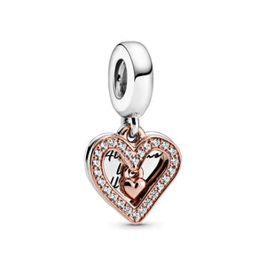 925 Sterling Silver Rose Gold PLATED All of Me Loves All of You Dangle Charm