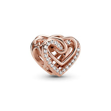 Load image into Gallery viewer, Rose gold Plated Twined Hearts Bead Charm