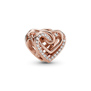Rose gold Plated Twined Hearts Bead Charm
