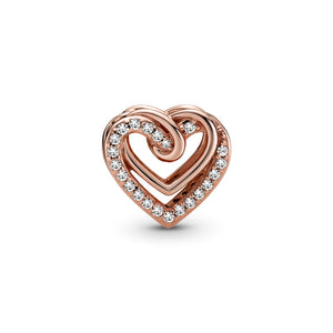Rose gold Plated Twined Hearts Bead Charm