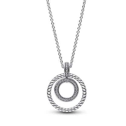 Round CZ Circle and Beads Necklace