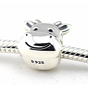 925 Sterling Silver Cow Head Bead Charm