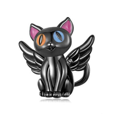 925 Sterling Silver Demon Cat Bead Charm