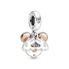 925 Sterling Silver Two Tone Mickey Dangle Charm