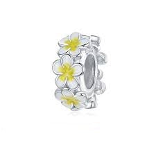925 Sterling Silver Yellow and White Frangipani Spacer
