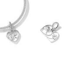 Load image into Gallery viewer, 925 Sterling Silver Hand Swear Love Dangle Heart Charm