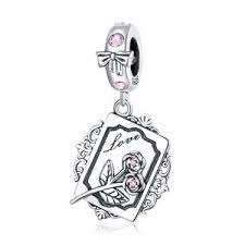 925 Sterling Silver Beauty And The Beast Love Rose Dangle Charm