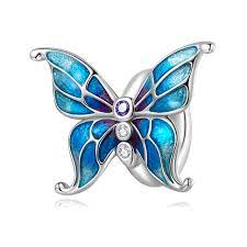 Blue Enamel Butterfly Spacer/Stopper