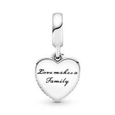 Pink Enamel Family Heart Dangle Charm