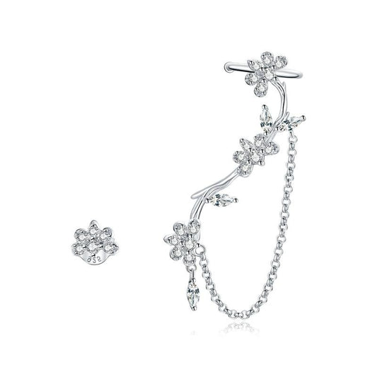 925 Sterling sliver blossoming Flower Hoop Earrings