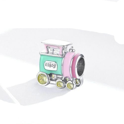 Colorful Enamel Train Bead Charm