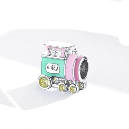 Colorful Enamel Train Bead Charm