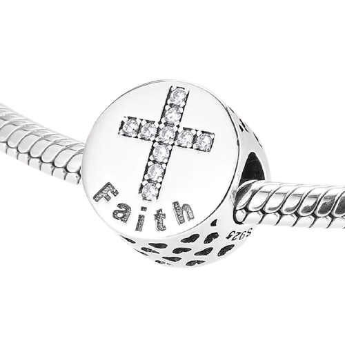 FAITH CZ Cross Pattern Bead Charm