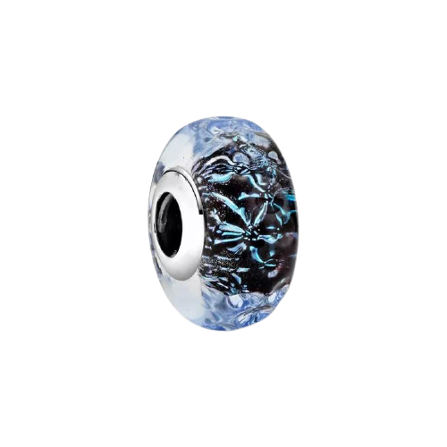 925 Sterling Silver Deep Blue Sea Ocean Murano Glass Bead Charm