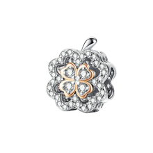 Load image into Gallery viewer, 925 Sterling Silver Two Tone Rose Gold Plated Clover Bead Charm