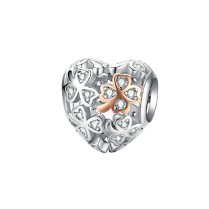 925 Sterling two tone clover heart Charm