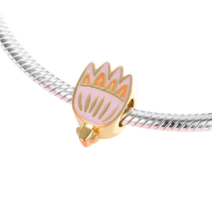 925 Sterling Silver Gold Plated Protea Bead Charm