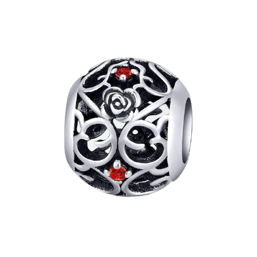925 Sterling Silver Jewelry Vintage Style Rose Vines Openwork Bead Charm