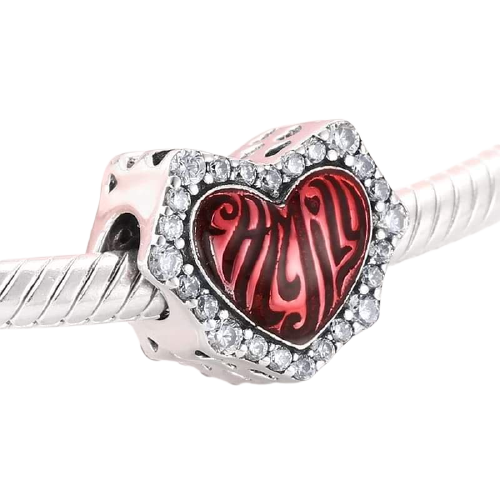 Stylish Red Heart CZ Charm