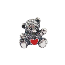 Load image into Gallery viewer, 925 Sterling Silver Red Enamel Heart Teddy Bear Bead Charm