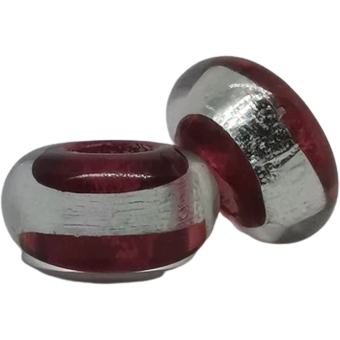 Red with Silver Stripe Murano Bead