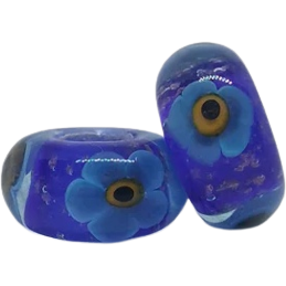Blue Floral Murano Bead