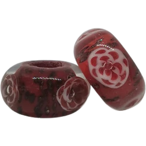 Red Floral Murano Bead