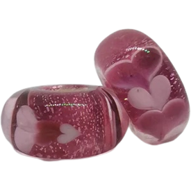 Pink Heart Murano Bead