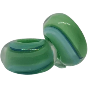 Green and Blue Stripes Murano Bead
