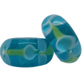 Turquoise Floral Murano Bead