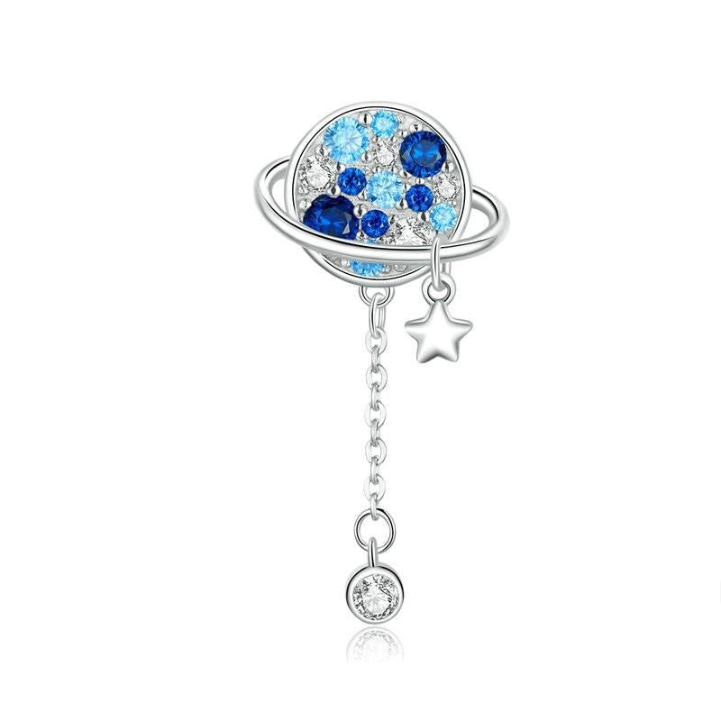 925 Sterling Silver CZ Planet Bead Charm