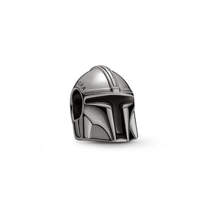 925 Sterling Silver Star Wars Black Enamel Mandalorian Helmet Bead Charm