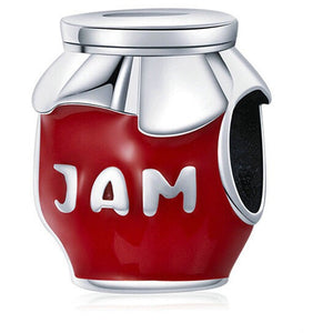 925 Sterling Silver Red Enamel Jam Jar Bead Charm