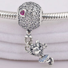Load image into Gallery viewer, 925 Sterling Silver Floating Minnie CZ Dangle Charm
