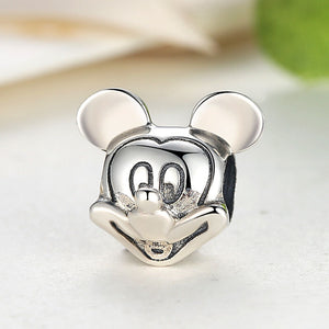 925 Sterling Silver Mickey Mouse Head Bead Charm